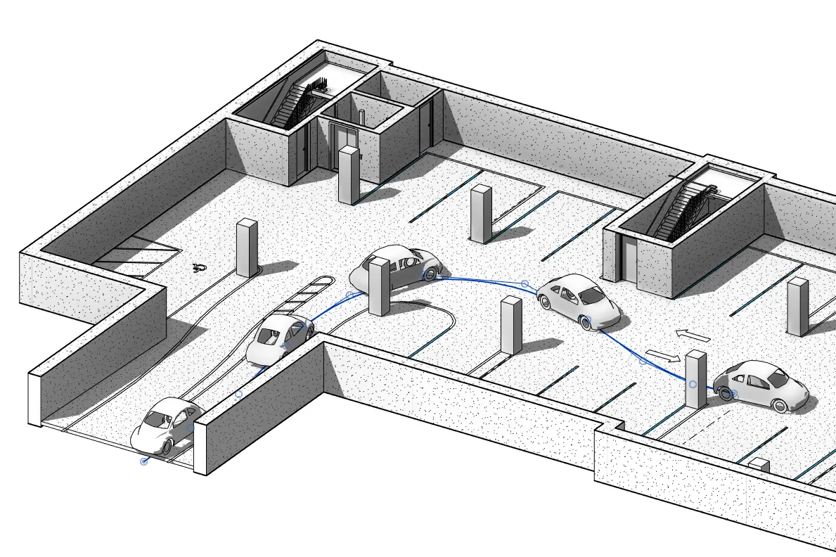 Elements arrayed along a curved path