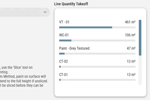 Revit Material Takeoff schedule showing painted areas